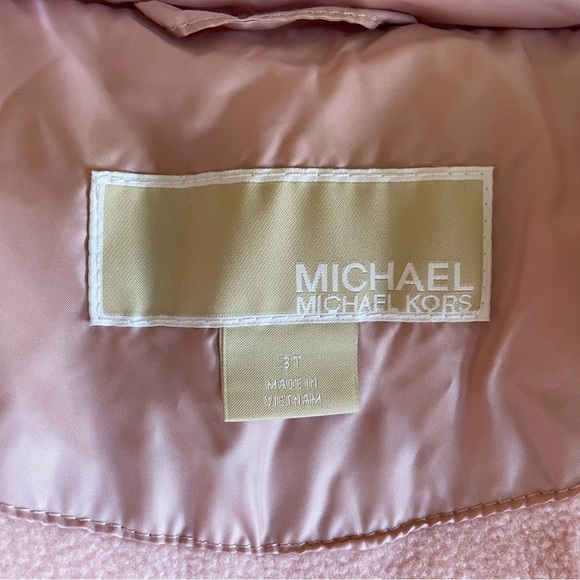 Toddler Girls Michael Kors Dusty Pink Puffer Jacket 3T - Picture 7 of 8